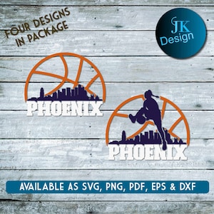Skyline de la ville de basket-ball de Phoenix à découper et - SVG, AI, PNG, Cricut et Silhouette Studio