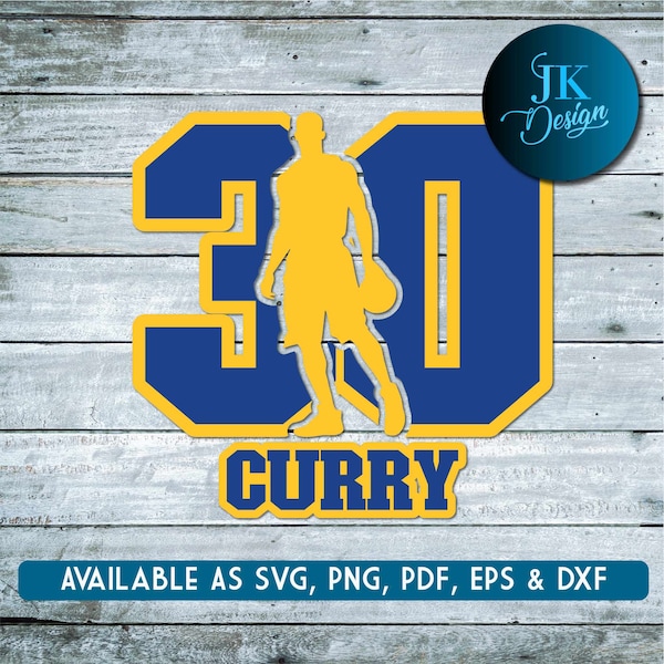 Golden State Steph Curry #30 SVG Design - Digital Download