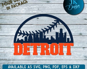 Detroit Baseball City Skyline for cutting - SVG, AI, PNG, Cricut and Silhouette Studio