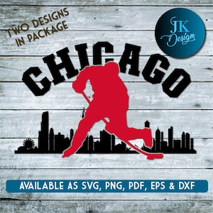 Chicago Skyline Hockey para corte - SVG, AI, PNG, Cricut e Silhouette Studio