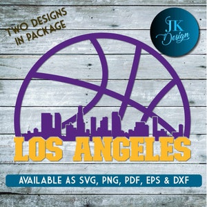 Skyline de la ciudad de baloncesto de Los Ángeles para cortar - SVG, AI, PNG, Cricut y Silhouette Studio