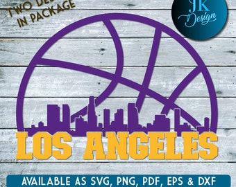 Los Angeles Basketball City Skyline for cutting - SVG, AI, PNG, Cricut and Silhouette Studio