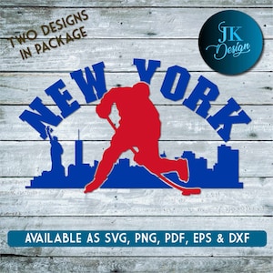 Hockey sullo skyline di New York per il taglio - SVG, AI, PNG, Cricut e Silhouette Studio