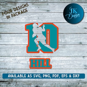 Tyreek Hill Wide Receiver #10 SVG Design - Digital Download