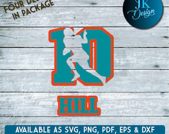 Tyreek Hill Wide Receiver #10 SVG Design - Digital Download