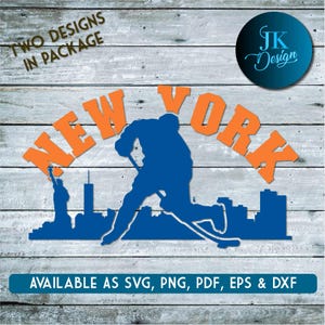 Hockey sullo skyline di New York per il taglio - SVG, AI, PNG, Cricut e Silhouette Studio