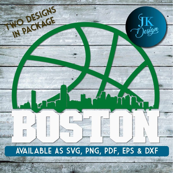 Boston Basketball City Skyline for cutting - SVG, AI, PNG, Cricut and Silhouette Studio