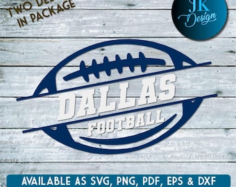 Arte digital de fútbol de Dallas / SVG, PNG, PDF / Silhouette y Cricut / Vector en capas, plantilla