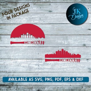 Cincinnati Baseball City Skyline for cutting Bundle - SVG, AI, PNG, Cricut and Silhouette Studio