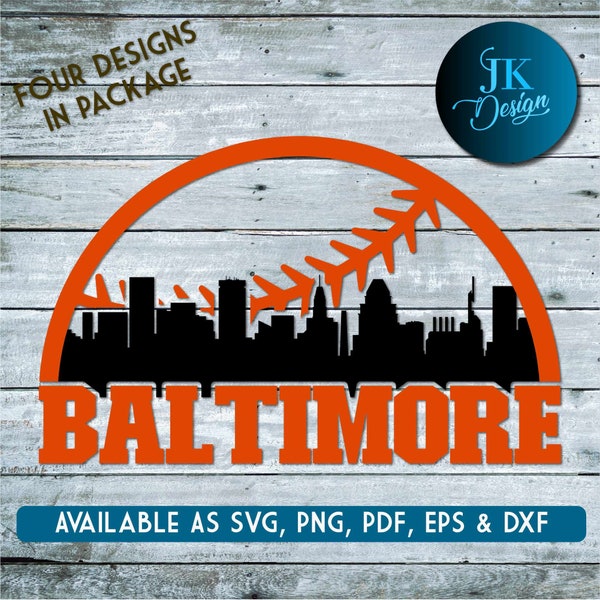 Baltimore Baseball City Skyline for cutting - SVG, AI, PNG, Cricut and Silhouette Studio