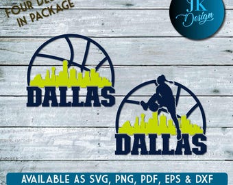 Silueta de la ciudad de baloncesto femenino de Dallas para cortar y recortar - SVG, AI, PNG, Cricut y Silhouette Studio