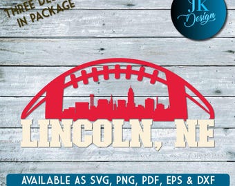 Arte digital del horizonte del fútbol de Lincoln, Nebraska / SVG, PNG, PDF / Silhouette y Cricut