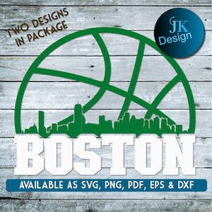 Toits de la ville de Boston Basketball à découper - SVG, AI, PNG, Cricut et Silhouette Studio