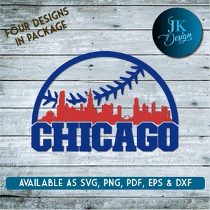 Skyline da cidade de beisebol de Chicago para corte - SVG, AI, PNG, Cricut e Silhouette Studio