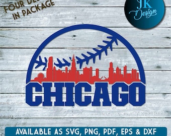 Chicago Baseball City Skyline for cutting - SVG, AI, PNG, Cricut and Silhouette Studio