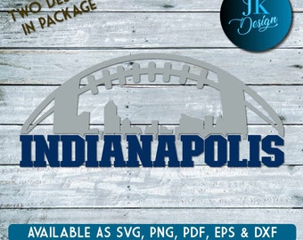 Indianapolis City Skyline Football | Digital Art | SVG, PNG, PDF | Silhouette & Cricut