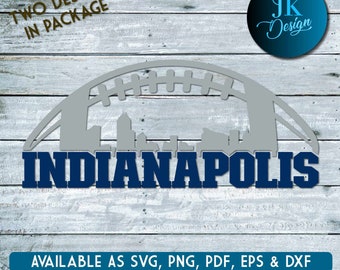 Indianapolis City Skyline Football / Arte digitale / SVG, PNG, PDF / Silhouette e Cricut