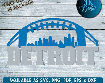 Arte digital del horizonte de la ciudad de Detroit / SVG, PNG, PDF / Silhouette y Cricut