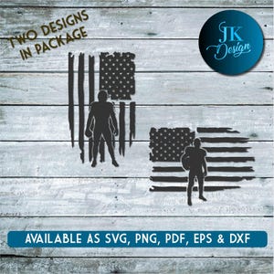 Paquete SVG patriótico de jugador de fútbol: 2 diseños, 6 formatos de archivo, perfecto para Cricut y Silhouette