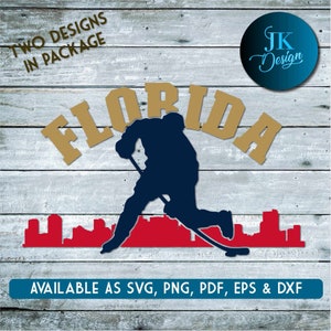 Miami Florida Skyline Hockey zum Schneiden - SVG, AI, PNG, Cricut und Silhouette Studio