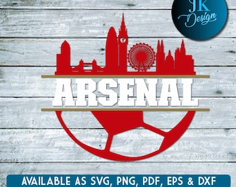 Arte digital del horizonte de Londres del Arsenal / SVG, PNG, PDF / Silhouette & Cricut