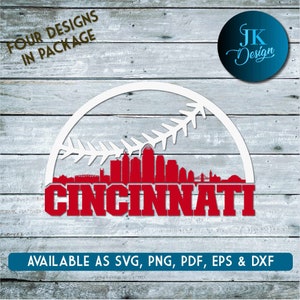 Cincinnati Baseball City Skyline for cutting - SVG, AI, PNG, Cricut and Silhouette Studio