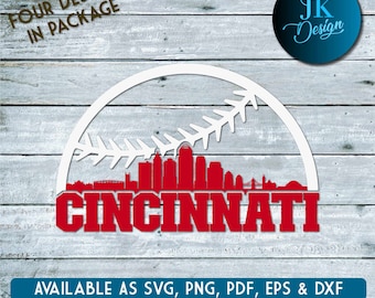 Cincinnati Baseball City Skyline for cutting - SVG, AI, PNG, Cricut and Silhouette Studio