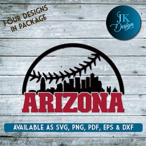 Phoenix Arizona Baseball City Skyline zum Schneiden - SVG, AI, PNG, Cricut und Silhouette Studio