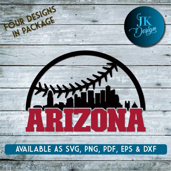 Phoenix Arizona Baseball City Skyline for cutting - SVG, AI, PNG, Cricut and Silhouette Studio