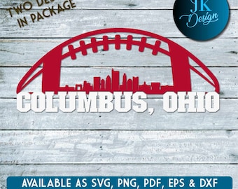 Columbus Ohio Football Skyline Digital Art | SVG, PNG, PDF | Silhouette & Cricut