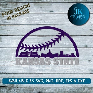 Manhattan Kansas Baseball Skyline Arte digitale / SVG, PNG, PDF / Silhouette e Cricut