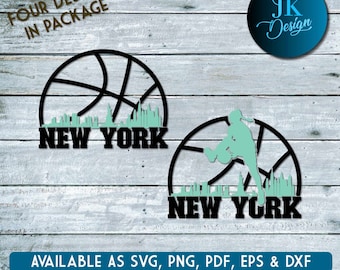 New York Basketball City Skyline for cutting & - SVG, AI, PNG, Cricut and Silhouette Studio