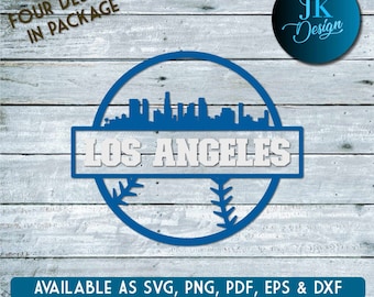 【レーザーカットアクリルプレート】MLB★NBA★2020★シティ・オブ・LA Los Angeles Baseball City Skyline for Cutting - SVG, DXF