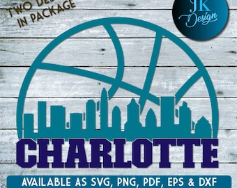 Charlotte Basketball City Skyline for cutting & - SVG, AI, PNG, Cricut and Silhouette Studio