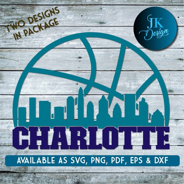 Charlotte Basketball City Skyline for cutting & - SVG, AI, PNG, Cricut and Silhouette Studio