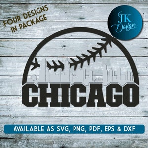 Skyline da cidade de beisebol de Chicago para corte - SVG, AI, PNG, Cricut e Silhouette Studio