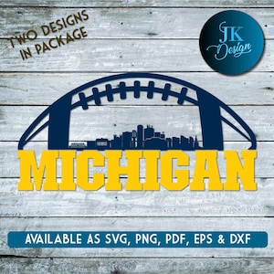 Ann Arbor Michigan voetbal skyline digitale kunst | SVG, PNG, PDF | Silhouet en Cricut