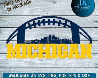 Ann Arbor Michigan Football Skyline Digital Art | SVG, PNG, PDF | Silhouette & Cricut