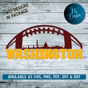 Art numérique de la ville de Washington Football City | SVG, PNG, PDF | Silhouette et Cricut