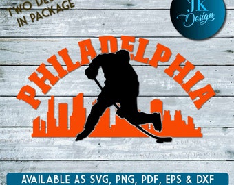 Philadelphia Skyline Hockey para cortar - SVG, AI, PNG, Cricut y Silhouette Studio