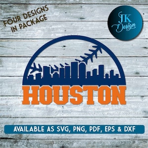 Houston Baseball City Skyline voor snijden - SVG, AI, PNG, Cricut en Silhouette Studio