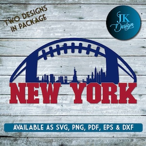 Arte digitale dello skyline di calcio di New York / SVG, PNG, PDF / Silhouette e Cricut