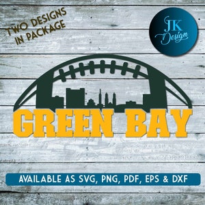 Green Bay Fußball Skyline Digitale Kunst | SVG, PNG, PDF | Silhouette & Cricut