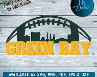 Green Bay Football Skyline Digital Art | SVG, PNG, PDF | Silhouette & Cricut