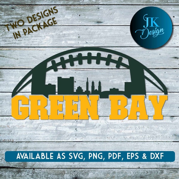 Green Bay Football Skyline Digital Art | SVG, PNG, PDF | Silhouette & Cricut