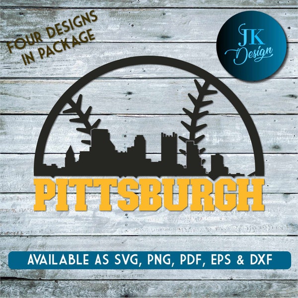 Pittsburgh Baseball City Skyline for cutting - SVG, AI, PNG, Cricut and Silhouette Studio