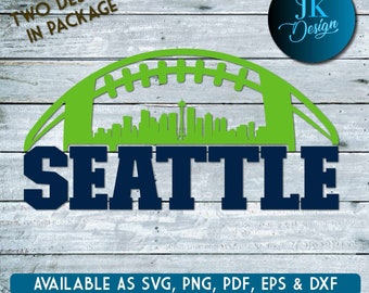Arte digital del horizonte del fútbol de Seattle / SVG, PNG, PDF / Silhouette y Cricut