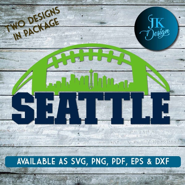 Seattle Football Skyline Art numérique | SVG, PNG, PDF | Silhouette et Cricut