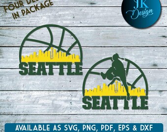 Seattle Women Basketball City Skyline for cutting & - SVG, AI, PNG, Cricut and Silhouette Studio