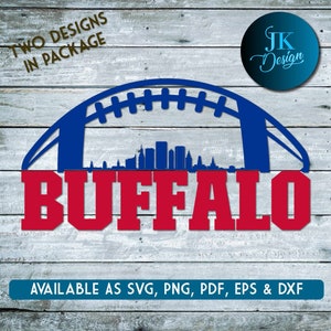 Arte digital del horizonte de la ciudad de fútbol de Buffalo / SVG, PNG, PDF / Silhouette & Cricut